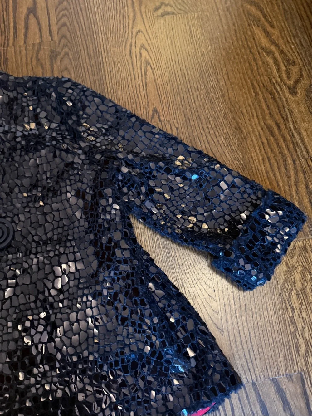 Black Sequin Women's Jacket with Pink Lining